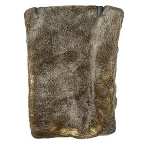 Restoration Hardware LUX Brown Faux Fur Wrap Around Neck Infinity Scarf Warmer